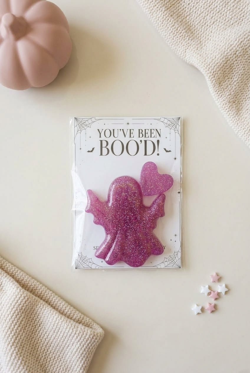 Rose Pink Glitter Ghost & Heart – You’ve Been Boo’d Gift