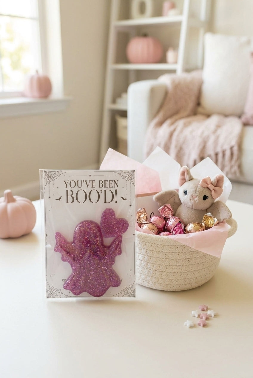 Rose Pink Glitter Ghost & Heart – You’ve Been Boo’d Gift